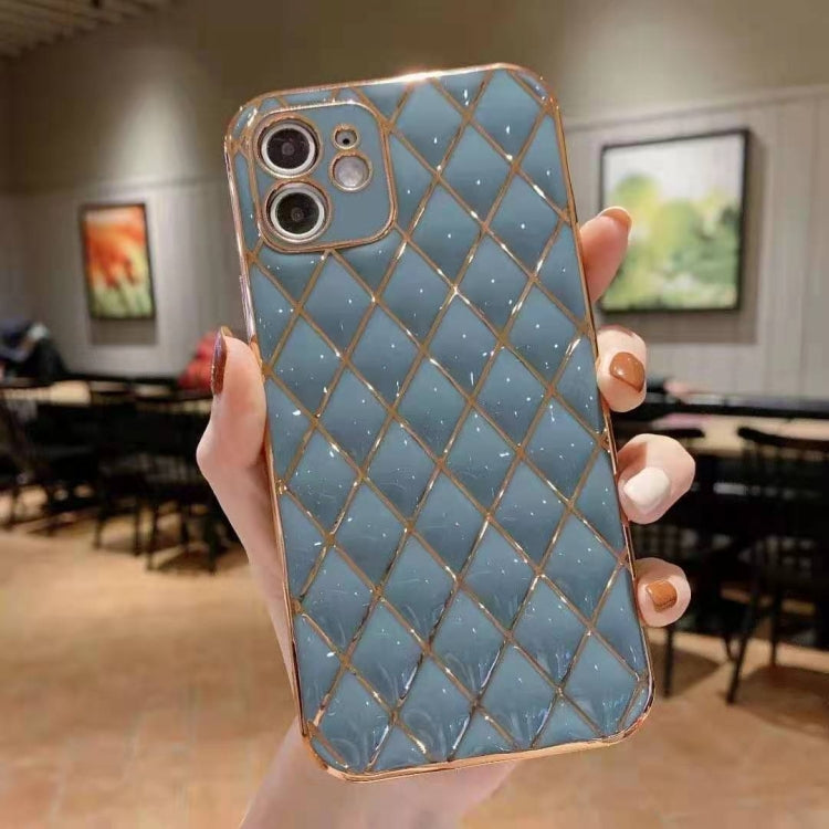 For iPhone 12 mini Electroplated Rhombic Pattern Sheepskin TPU Protective Case