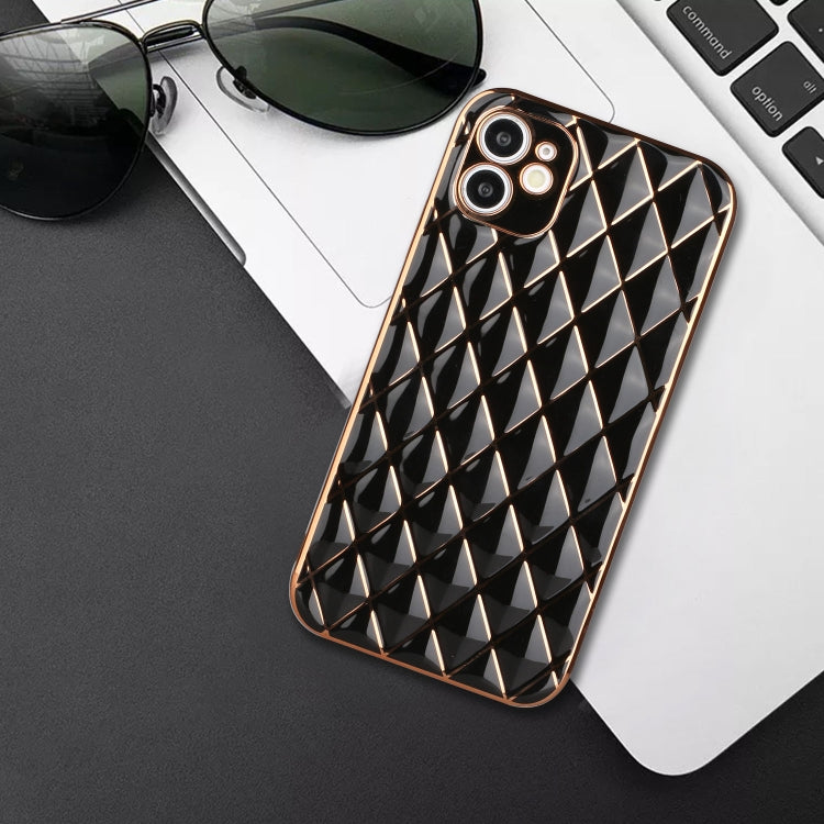 For iPhone 12 mini Electroplated Rhombic Pattern Sheepskin TPU Protective Case