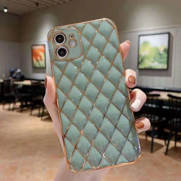 For iPhone 12 mini Electroplated Rhombic Pattern Sheepskin TPU Protective Case