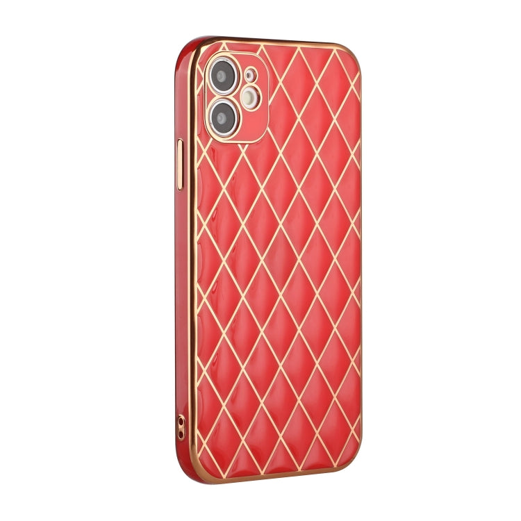 For iPhone 12 Electroplated Rhombic Pattern Sheepskin TPU Protective Case