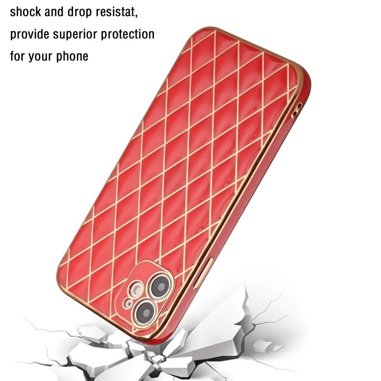 For iPhone 12 Electroplated Rhombic Pattern Sheepskin TPU Protective Case
