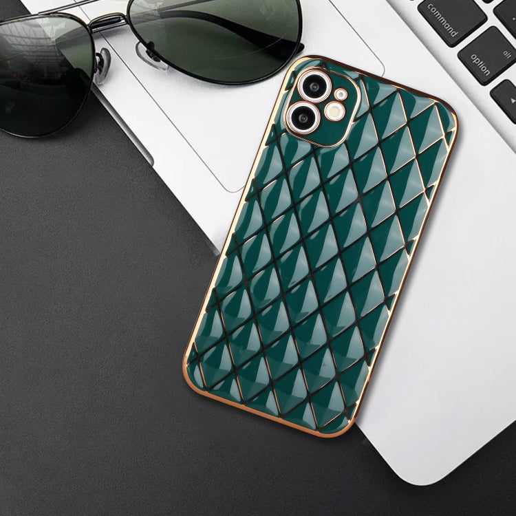 For iPhone 12 Electroplated Rhombic Pattern Sheepskin TPU Protective Case