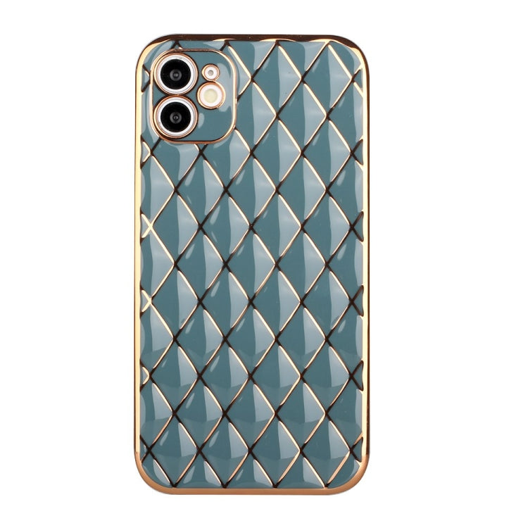For iPhone 12 Electroplated Rhombic Pattern Sheepskin TPU Protective Case