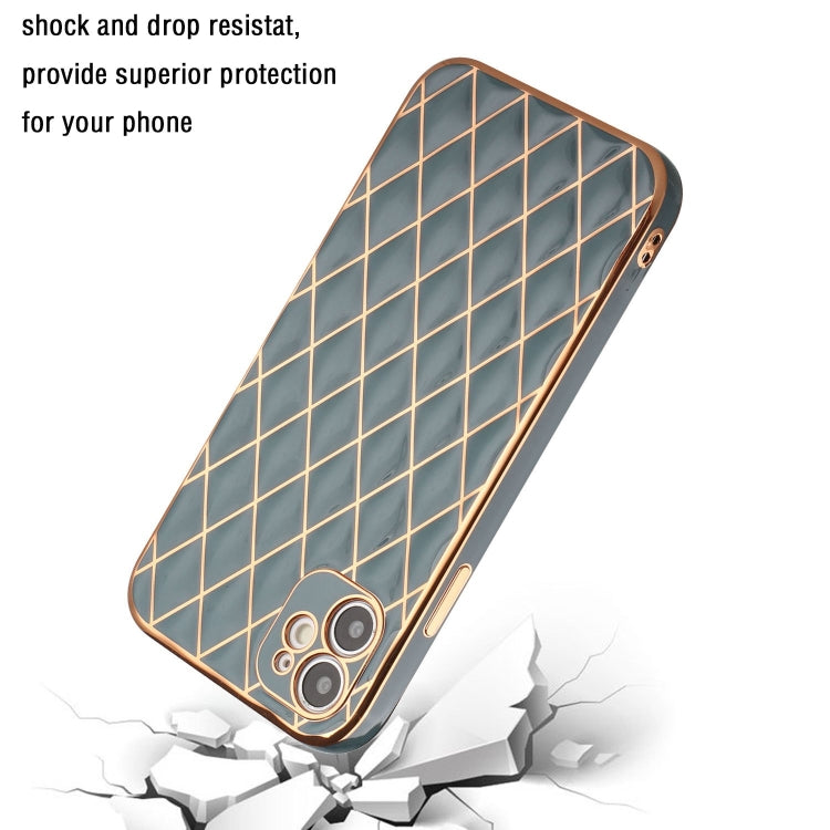 For iPhone 12 Electroplated Rhombic Pattern Sheepskin TPU Protective Case