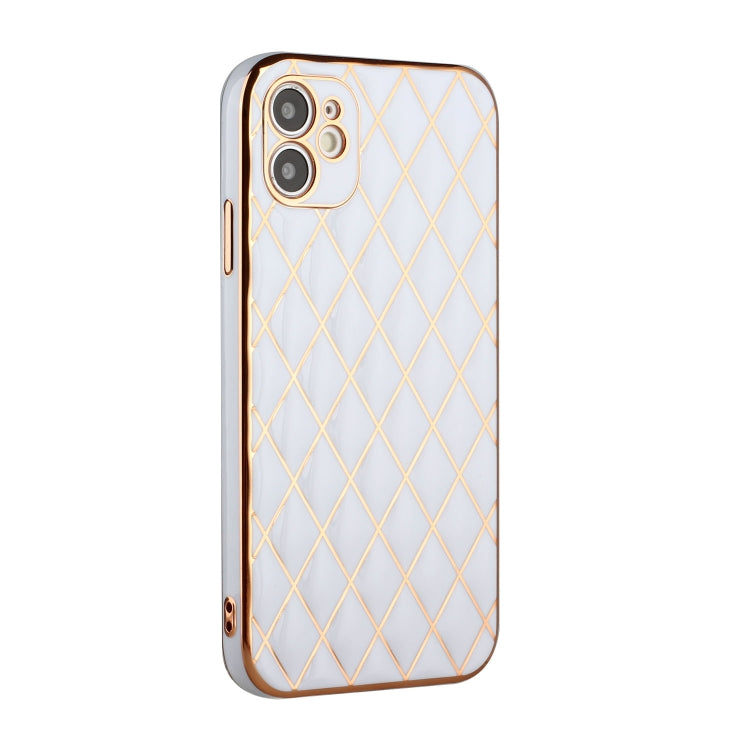 For iPhone 12 Electroplated Rhombic Pattern Sheepskin TPU Protective Case