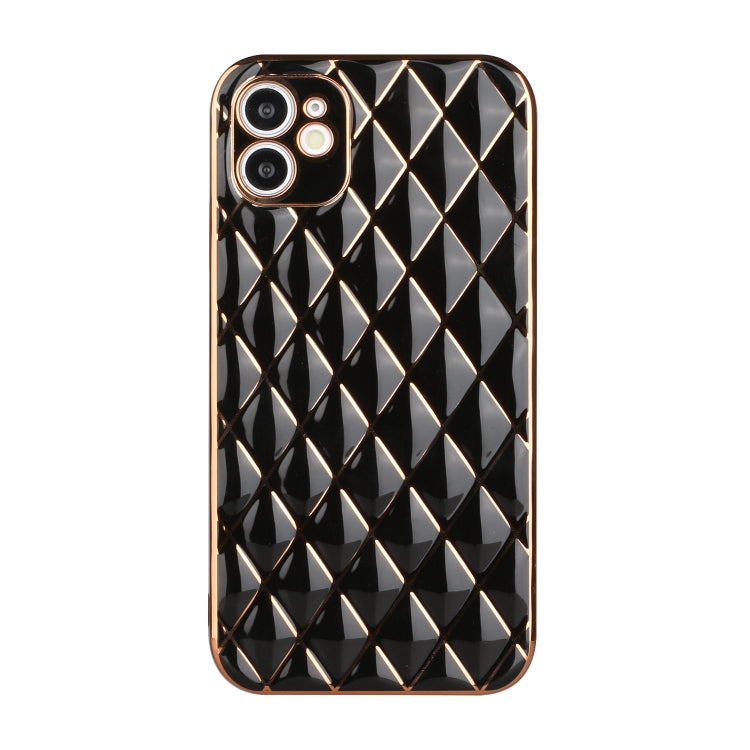 For iPhone 12 Electroplated Rhombic Pattern Sheepskin TPU Protective Case