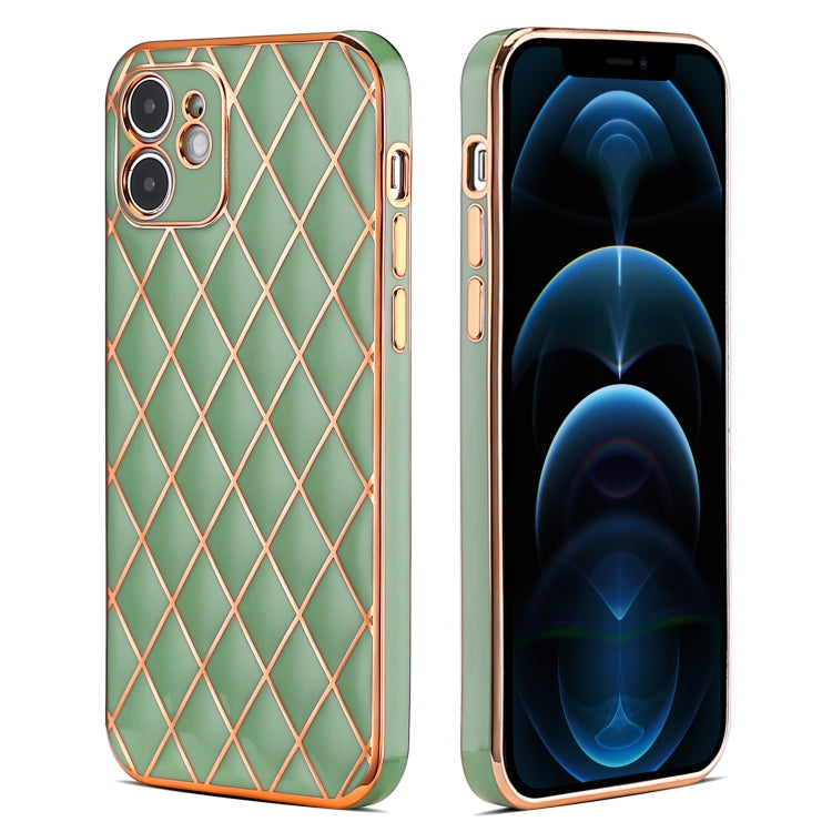 For iPhone 12 Electroplated Rhombic Pattern Sheepskin TPU Protective Case
