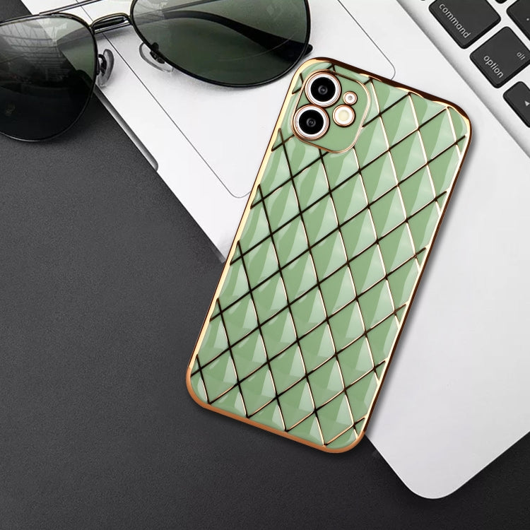 For iPhone 12 Electroplated Rhombic Pattern Sheepskin TPU Protective Case