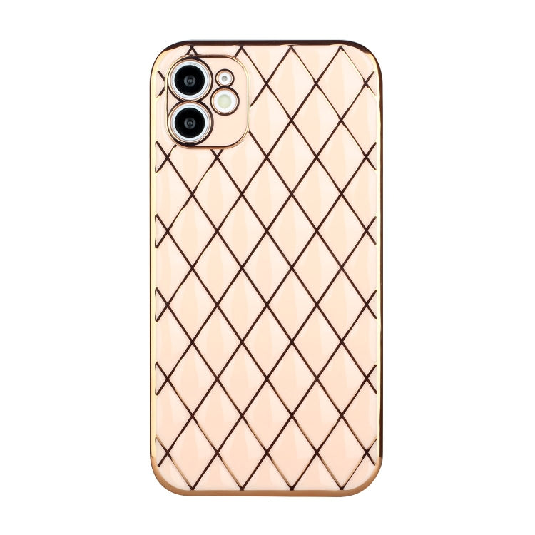 For iPhone 12 Electroplated Rhombic Pattern Sheepskin TPU Protective Case