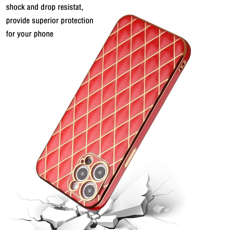 For iPhone 12 Pro Electroplated Rhombic Pattern Sheepskin TPU Protective Case