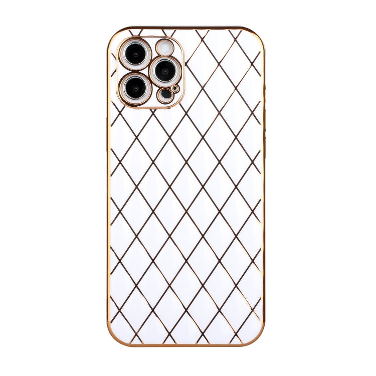 For iPhone 12 Pro Electroplated Rhombic Pattern Sheepskin TPU Protective Case