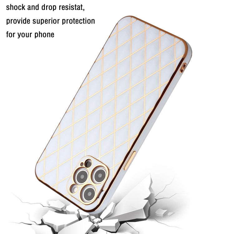 For iPhone 12 Pro Electroplated Rhombic Pattern Sheepskin TPU Protective Case