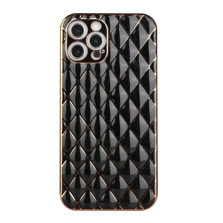 For iPhone 12 Pro Electroplated Rhombic Pattern Sheepskin TPU Protective Case