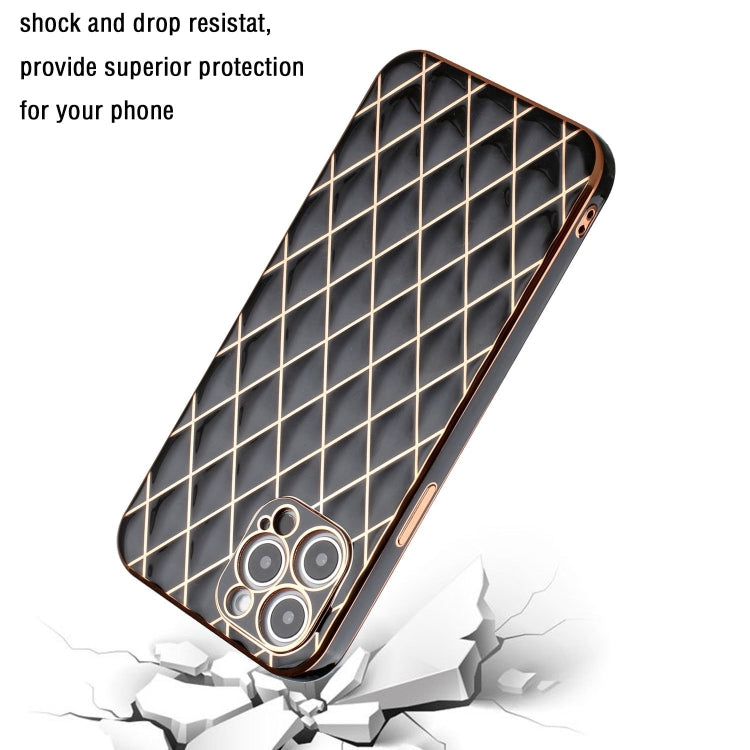 For iPhone 12 Pro Electroplated Rhombic Pattern Sheepskin TPU Protective Case