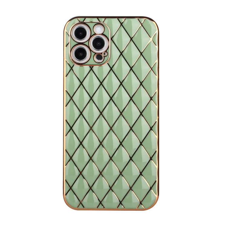 For iPhone 12 Pro Electroplated Rhombic Pattern Sheepskin TPU Protective Case