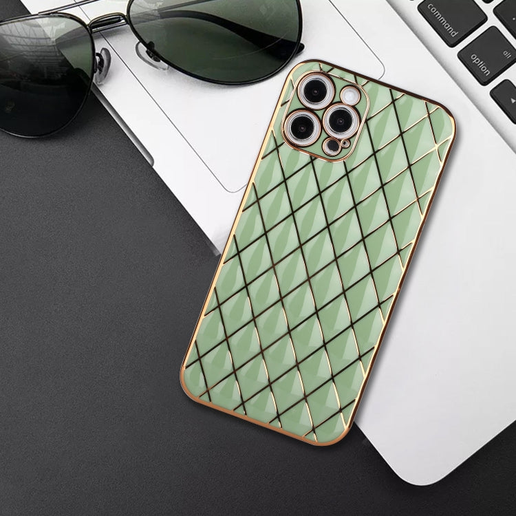 For iPhone 12 Pro Electroplated Rhombic Pattern Sheepskin TPU Protective Case