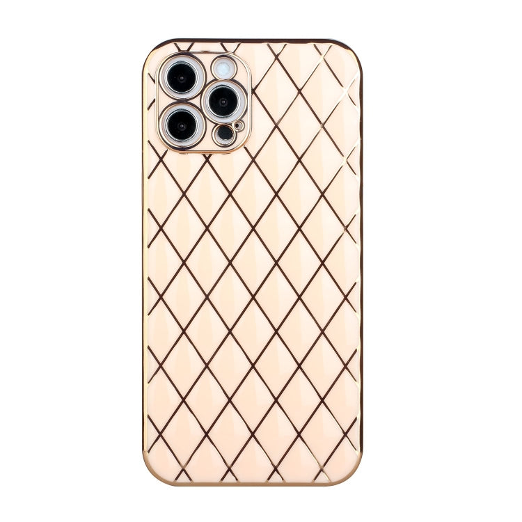 For iPhone 12 Pro Electroplated Rhombic Pattern Sheepskin TPU Protective Case