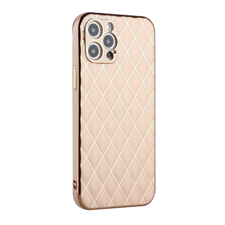 For iPhone 12 Pro Electroplated Rhombic Pattern Sheepskin TPU Protective Case