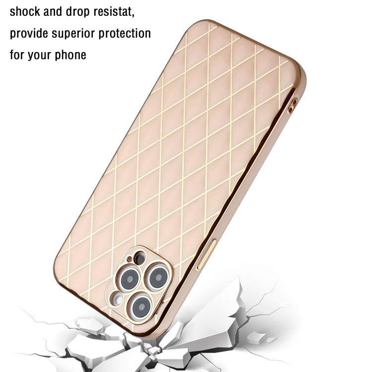 For iPhone 12 Pro Electroplated Rhombic Pattern Sheepskin TPU Protective Case