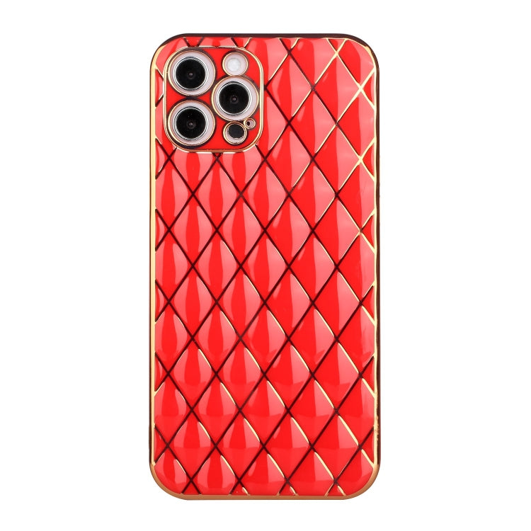 For iPhone 12 Pro Max Electroplated Rhombic Pattern Sheepskin TPU Protective Case