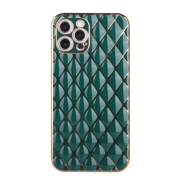 For iPhone 12 Pro Max Electroplated Rhombic Pattern Sheepskin TPU Protective Case