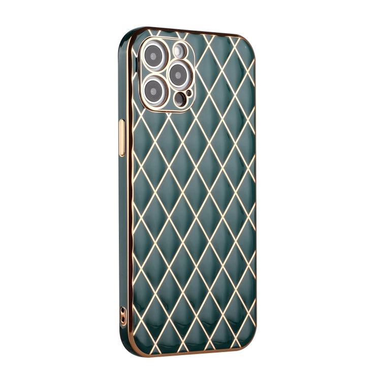 For iPhone 12 Pro Max Electroplated Rhombic Pattern Sheepskin TPU Protective Case