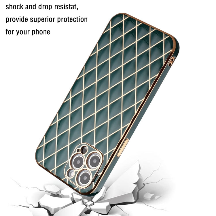 For iPhone 12 Pro Max Electroplated Rhombic Pattern Sheepskin TPU Protective Case