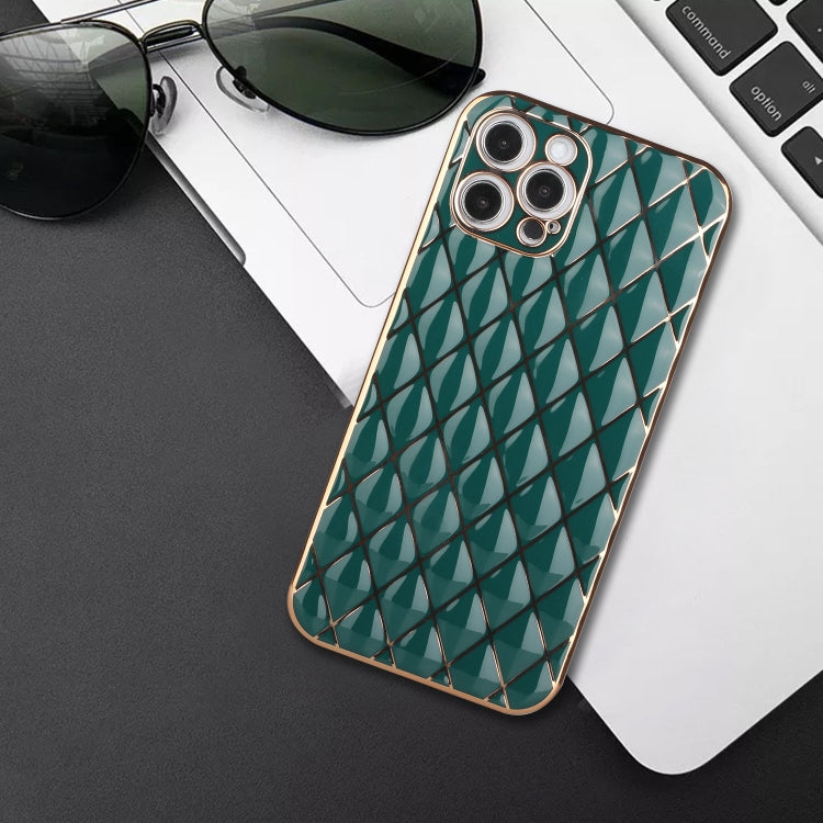 For iPhone 12 Pro Max Electroplated Rhombic Pattern Sheepskin TPU Protective Case