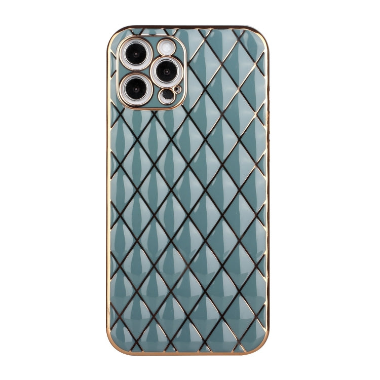 For iPhone 12 Pro Max Electroplated Rhombic Pattern Sheepskin TPU Protective Case