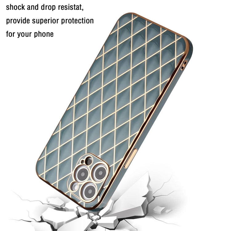 For iPhone 12 Pro Max Electroplated Rhombic Pattern Sheepskin TPU Protective Case