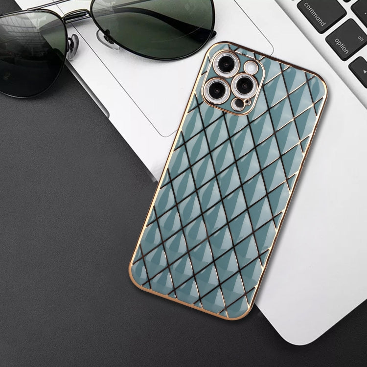 For iPhone 12 Pro Max Electroplated Rhombic Pattern Sheepskin TPU Protective Case
