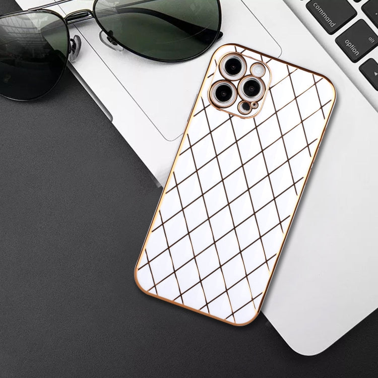 For iPhone 12 Pro Max Electroplated Rhombic Pattern Sheepskin TPU Protective Case