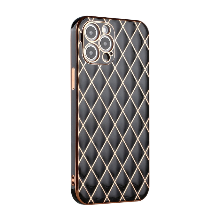 For iPhone 12 Pro Max Electroplated Rhombic Pattern Sheepskin TPU Protective Case