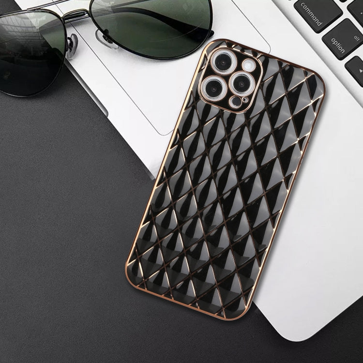 For iPhone 12 Pro Max Electroplated Rhombic Pattern Sheepskin TPU Protective Case