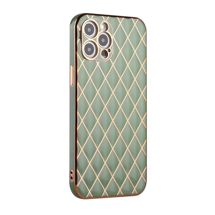 For iPhone 12 Pro Max Electroplated Rhombic Pattern Sheepskin TPU Protective Case