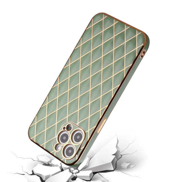 For iPhone 12 Pro Max Electroplated Rhombic Pattern Sheepskin TPU Protective Case