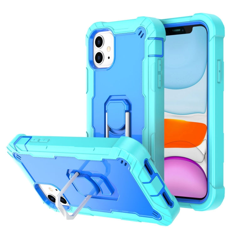 For iPhone 11 PC + Rubber 3-layers Shockproof Protective Case with Rotating Holder