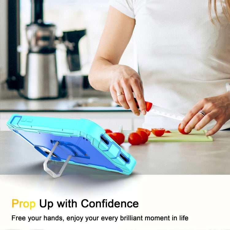 For iPhone 11 PC + Rubber 3-layers Shockproof Protective Case with Rotating Holder