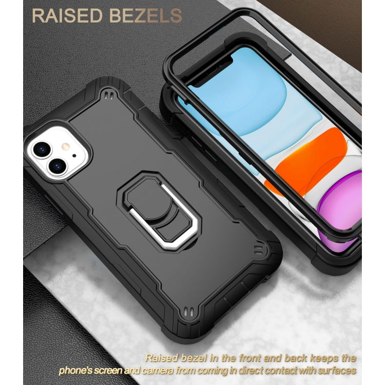 For iPhone 11 PC + Rubber 3-layers Shockproof Protective Case with Rotating Holder
