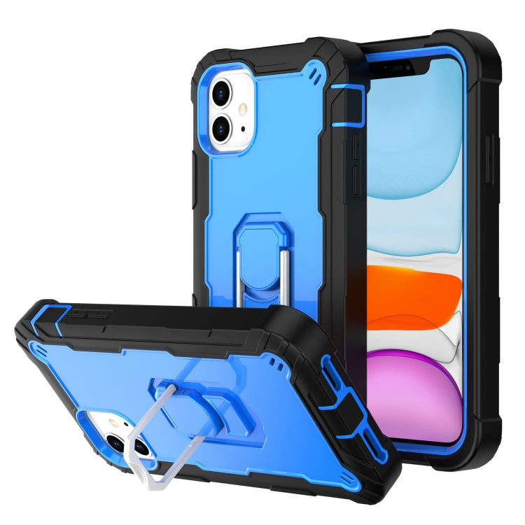 For iPhone 11 PC + Rubber 3-layers Shockproof Protective Case with Rotating Holder