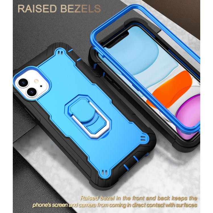 For iPhone 11 PC + Rubber 3-layers Shockproof Protective Case with Rotating Holder