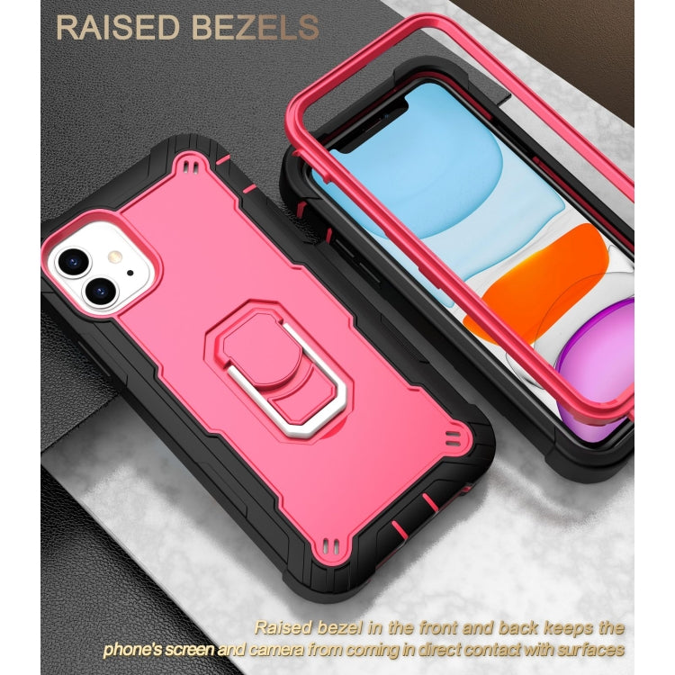 For iPhone 11 PC + Rubber 3-layers Shockproof Protective Case with Rotating Holder
