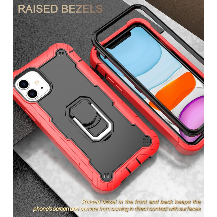 For iPhone 11 PC + Rubber 3-layers Shockproof Protective Case with Rotating Holder