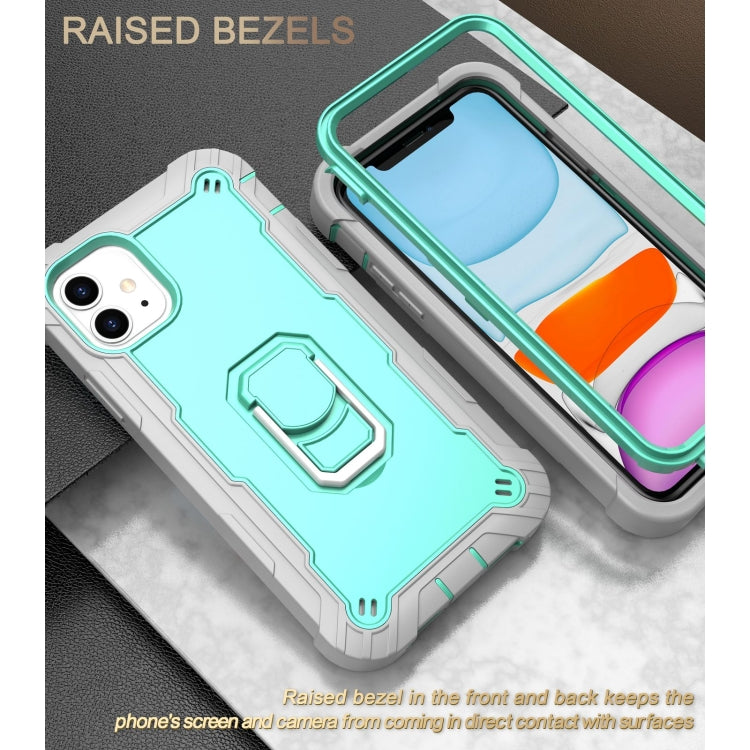 For iPhone 11 PC + Rubber 3-layers Shockproof Protective Case with Rotating Holder