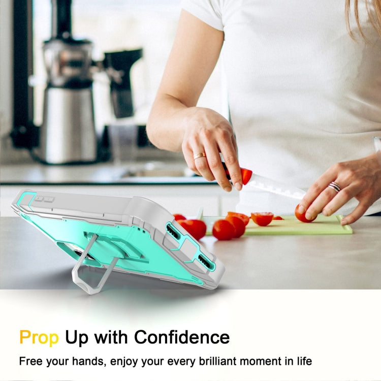 For iPhone 11 PC + Rubber 3-layers Shockproof Protective Case with Rotating Holder