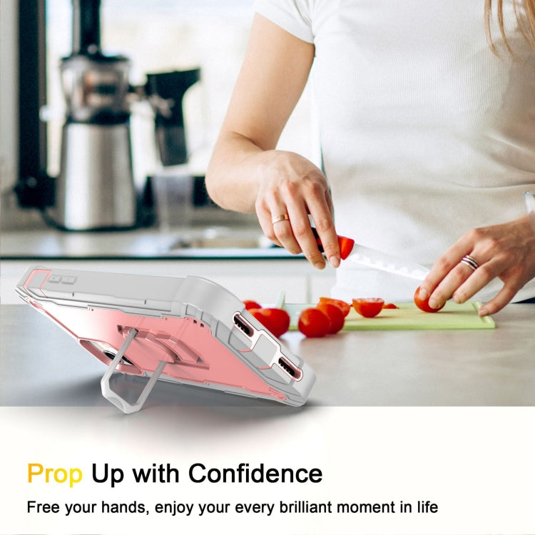 For iPhone 11 PC + Rubber 3-layers Shockproof Protective Case with Rotating Holder