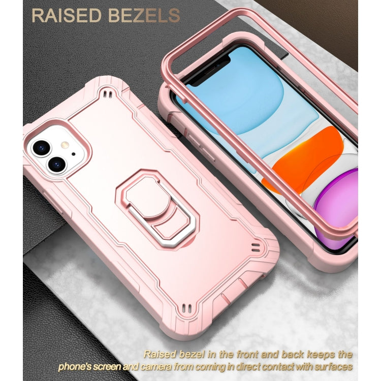 For iPhone 11 PC + Rubber 3-layers Shockproof Protective Case with Rotating Holder