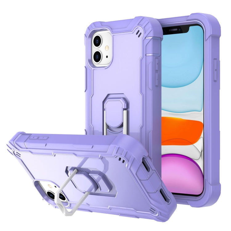 For iPhone 11 PC + Rubber 3-layers Shockproof Protective Case with Rotating Holder