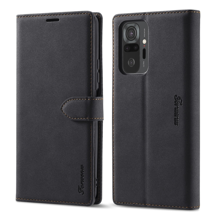 For Xiaomi Redmi Note 10 Pro Forwenw F1 Series Matte Strong Magnetism Horizontal Flip Leather Case with Holder & Card Slots & Wallet & Photo Frame