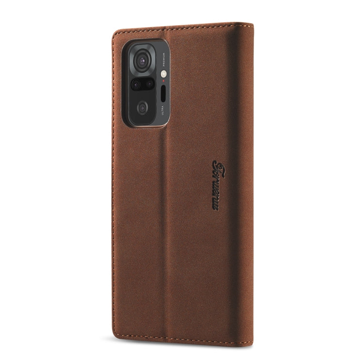 For Xiaomi Redmi Note 10 Pro Forwenw F1 Series Matte Strong Magnetism Horizontal Flip Leather Case with Holder & Card Slots & Wallet & Photo Frame